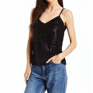 NEW DREW rylee sequin cami top in black